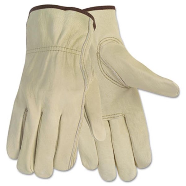 Lucas Jackson Economy Leather Driver Gloves- Medium- Cream LU40123